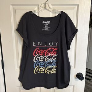 Coca Cola T-shirt Size 0X Black Cotton Blend Women’s